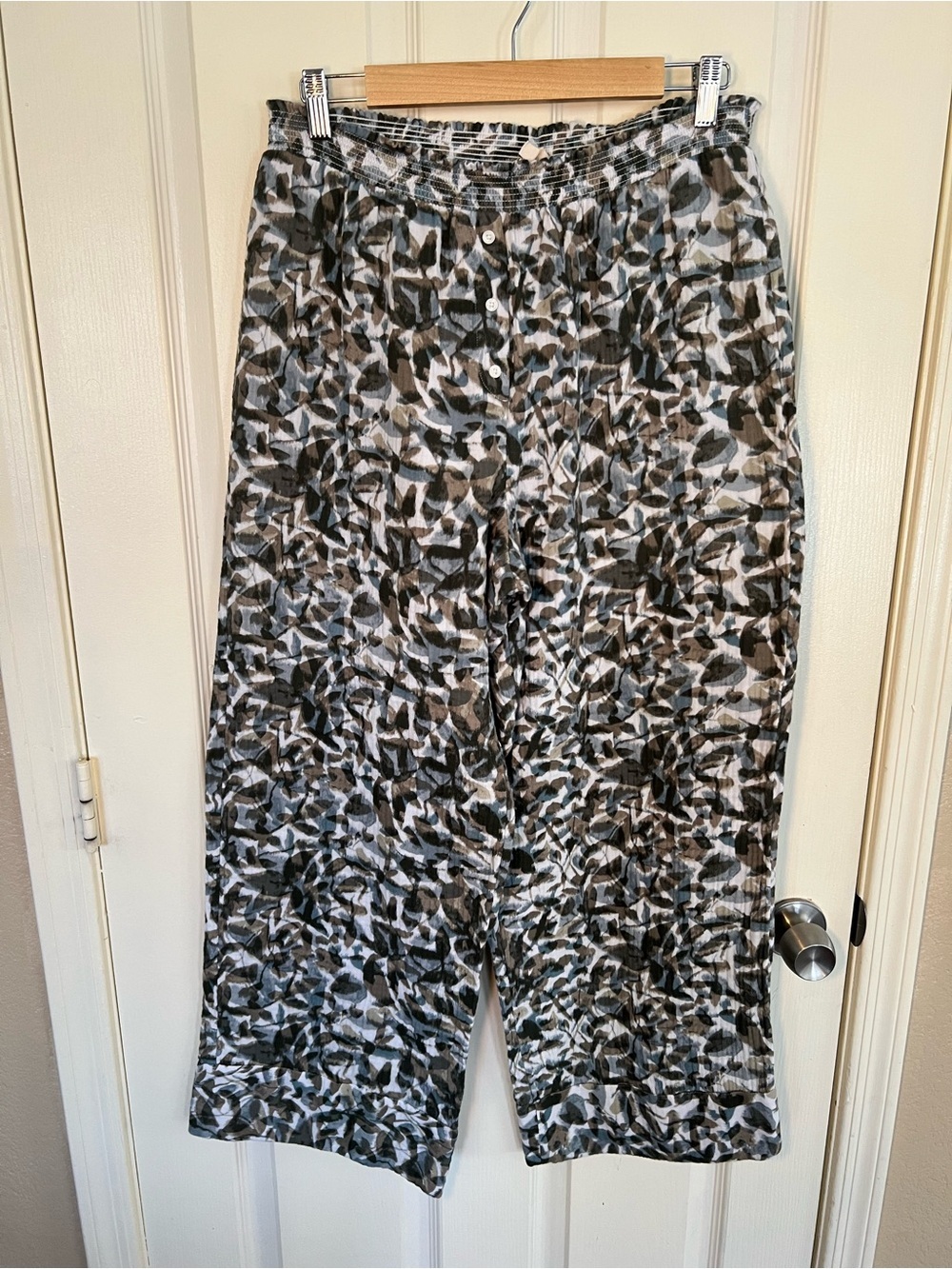 Haven Well Within Organic Cotton Gauze Wide Leg  Pants L Abstract Print